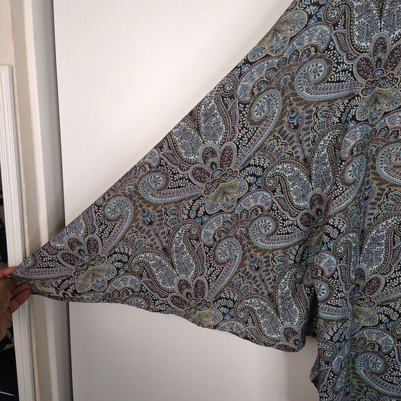 Lane Bryant Paisley Poncho Top Plus Size 14/16 Brown Blue Fairy Core Stretch USA - Picture 2 of 7